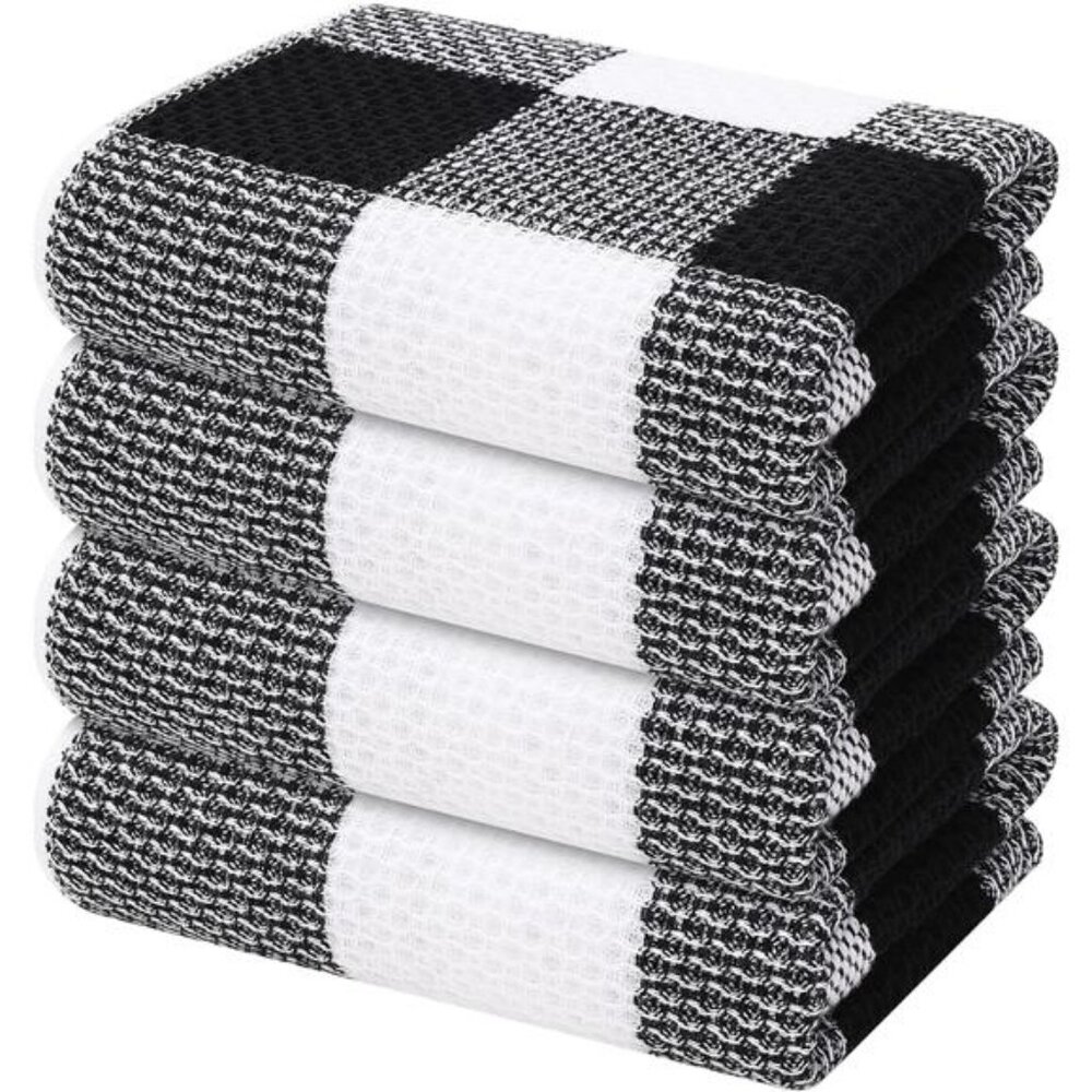 100% Cotton Waffle Weave Kitchen Towels, 13 x 28 Inches, Super Soft and